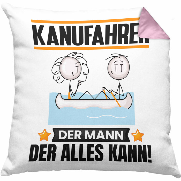 Kanufahrer Kissen mit Füllung 40x40 Geschenk für Kanufahrer Der Mann Der Alles Kann Geschenkidee zum Geburtstag (Grau) Rosa Trendation