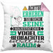 Vogelbeobachter Geschenk Kissen mit Füllung 40x40 Lustiger Spruch Erheben Sie Sich Der Vogelbeobachter Betritt den Raum (Grau) Rosa Trendation