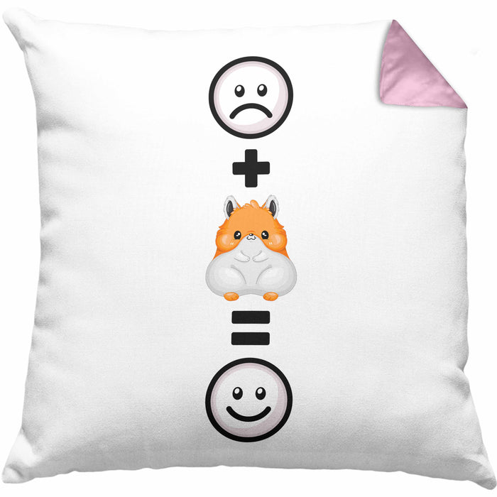 Hamster Kissen mit Füllung 40x40 Geschenk für Hamster Liebhaber Fans Besitzer :( + Hamster = :) Lustige Geschenkidee Geburtstag (Grau) Rosa Trendation
