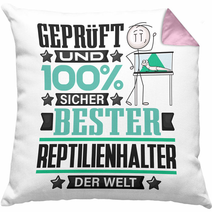 Reptilienhalter Geschenk Lustiger Spruch für Reptilienhalter Geschenkidee Bester Reptilienhalter Der WeltKissen mit Füllung 40x40 (Grau) Rosa Trendation