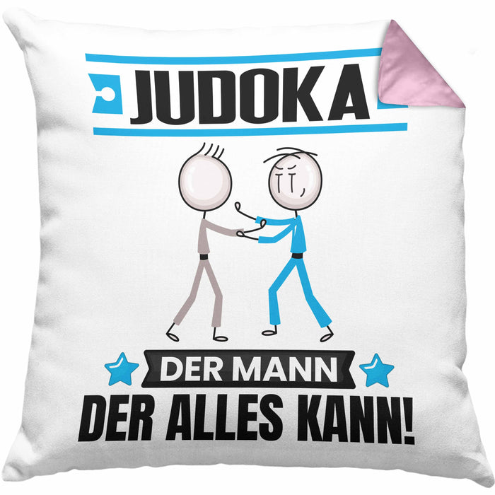 Judoka Kissen mit Füllung 40x40 Geschenk für Judoka Der Mann Der Alles Kann Geschenkidee zum Geburtstag (Grau) Rosa Trendation