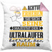 Ultraläufer Geschenk Kissen mit Füllung 40x40 Lustiger Spruch Erheben Sie Sich Der Ultraläufer Betritt den Raum (Grau) Rosa Trendation