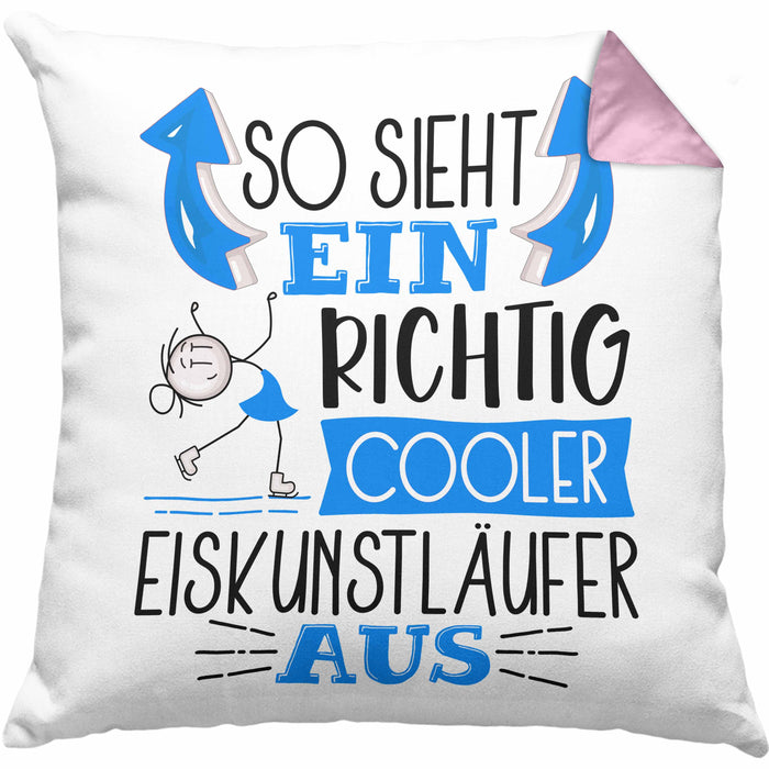 Eiskunstläufer Kissen mit Füllung 40x40 Geschenk So Sieht Ein Richtig Cooler Eiskunstläufer Aus Geschenkidee Spruch Lustig (Grau) Rosa Trendation