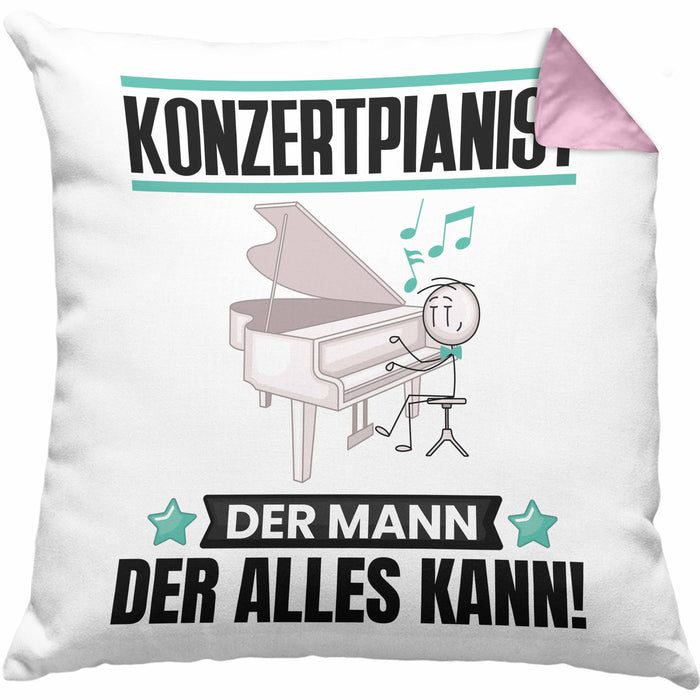 Konzertpianist Kissen mit Füllung 40x40 Geschenk für Konzertpianist Der Mann Der Alles Kann Geschenkidee zum Geburtstag (Grau) Rosa Trendation