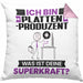 Plattenproduzent Kissen mit Füllung 40x40 Geschenk für Plattenproduzent Geburtstag Lustiger Spruch Was Ist Deine Superkraft (Grau) Rosa Trendation