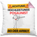 Posaunist Kissen mit Füllung 40x40 Geschenk Lustiger Spruch Geschenkidee für Posaunist Achtung Hochleistungs Posaunist Bei Der Arbeit (Grau) Rosa Trendation