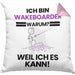 Wakeboarder Geschenk Kissen mit Füllung 40x40 Lustiger Spruch Ich Bin Wakeboarder Warum Weil Ich Es Kann Geschenkidee Bester Wakeboarder Geburtstag (Grau) Rosa Trendation