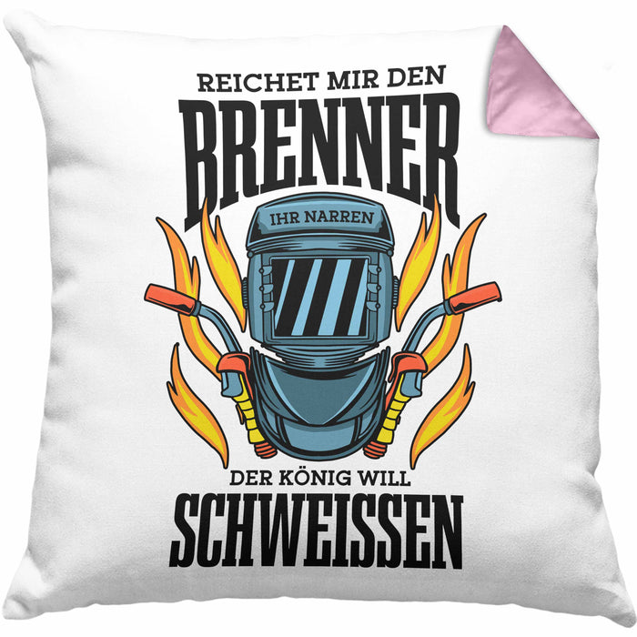 Schweißen Kissen mit Füllung 40x40 Geschenk Schmied Schweißer Geschenkidee Metallbauer (Grau) Rosa Trendation
