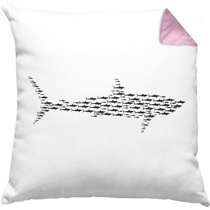 Kissen mit Füllung 40x40 mit Haifisch-Grafik als Geschenkidee Haifisch Haise Geschenk (Grau) Rosa Trendation