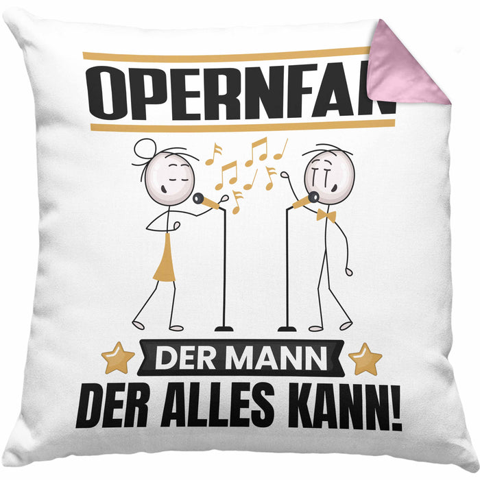 Opernfan Kissen mit Füllung 40x40 Geschenk für Opernfan Der Mann Der Alles Kann Geschenkidee zum Geburtstag (Grau) Rosa Trendation