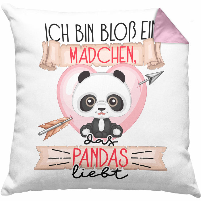 Pandas Kissen mit Füllung 40x40 Geschenk Frauen Ich Bin Bloß Ein Mädchen Das Pandas Liebt Pandaliebhaberin Geschenk Spruch Geburtstag (Grau) Rosa Trendation