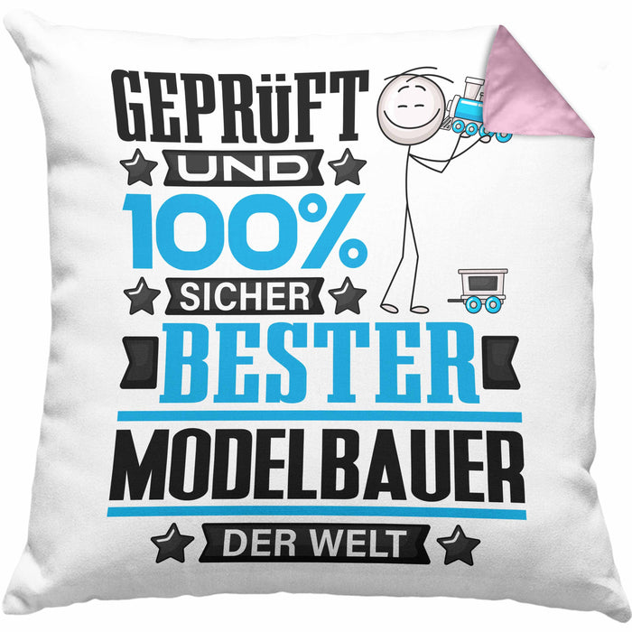 Modelbauer Geschenk Lustiger Spruch für Modelbauer Geschenkidee Bester Modelbauer Der WeltKissen mit Füllung 40x40 (Grau) Rosa Trendation