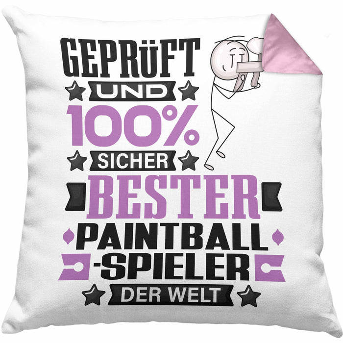 Paintballspieler Geschenk Lustiger Spruch für Paintballspieler Geschenkidee Bester Paintballspieler Der WeltKissen mit Füllung 40x40 (Grau) Rosa Trendation