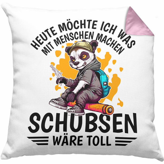 Lustige Kissen mit Füllung 40x40 Waschbär Heute Möchte Ich Was Mit Menschen Machen Schubsen Wäre Toll Sarkasmus Ironier Humor (Grau) Rosa Trendation