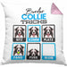 Border Collies Besitzer Kissen mit Füllung 40x40 Geschenk Lustiger Spruch Geschenkidee Border Collies Tricks Bleib (Grau) Rosa Trendation