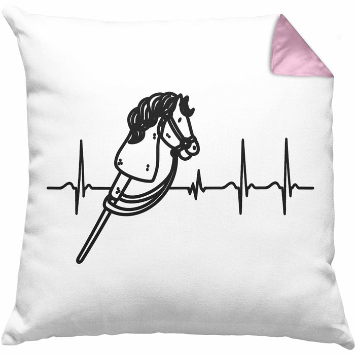 Hobbyhorse Mädchen Kissen mit Füllung 40x40 Geschenk Hobby Horse Pferde Grafik Herzschlag (Grau) Rosa Trendation