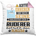 Ruderer Geschenk Kissen mit Füllung 40x40 Lustiger Spruch Erheben Sie Sich Der Ruderer Betritt den Raum (Grau) Rosa Trendation
