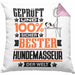 Hundemasseur Geschenk Lustiger Spruch für Hundemasseur Geschenkidee Bester Hundemasseur Der WeltKissen mit Füllung 40x40 (Grau) Rosa Trendation