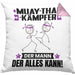 Muay-Thai-Kämpfer Kissen mit Füllung 40x40 Geschenk für Muay-Thai-Kämpfer Der Mann Der Alles Kann Geschenkidee zum Geburtstag (Grau) Rosa Trendation