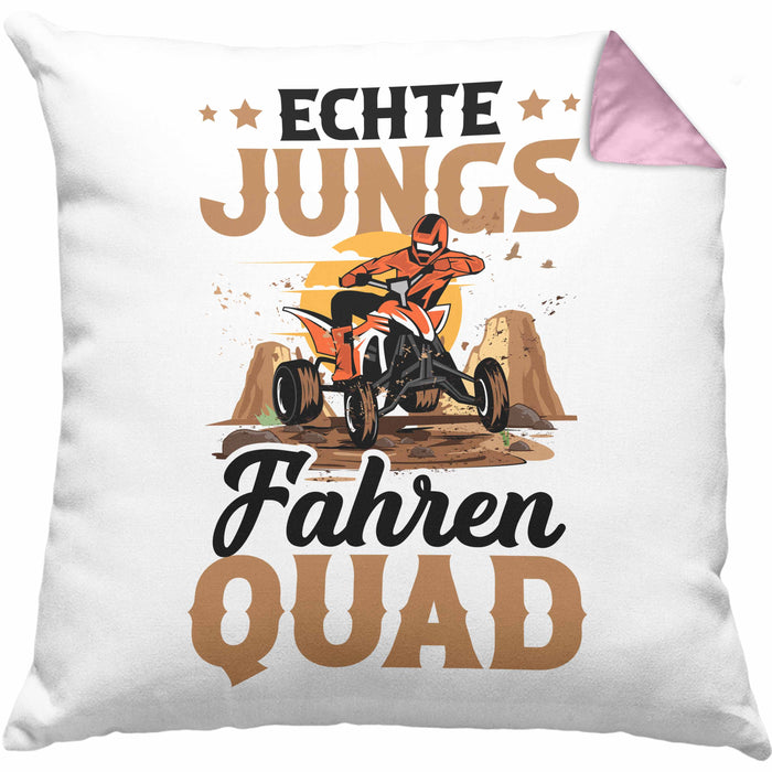 Quad-Fahrer Kissen mit Füllung 40x40 Geschenk Echte Jungs Fahren Quad Geschenkidee (Grau) Rosa Trendation