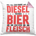 Ich Fahre Diesel Trinke Bier Und Esse Fleisch Kissen mit Füllung 40x40 Geschenk Männer Ironie Sarkasmus Provokation (Grau) Rosa Trendation