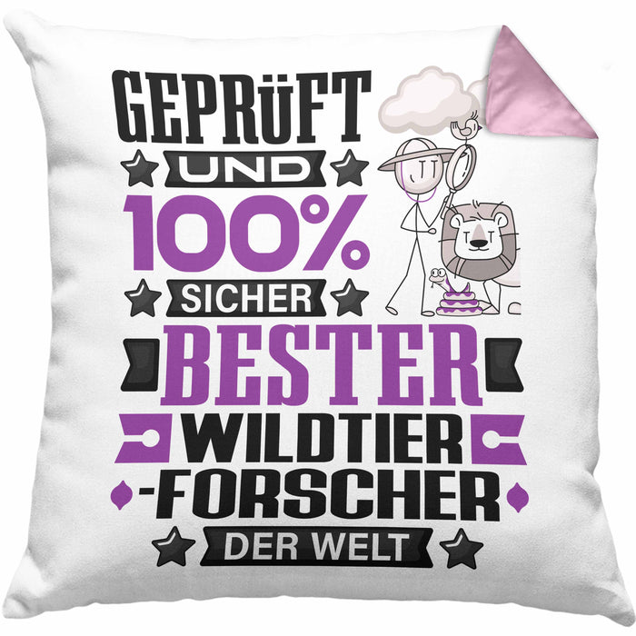 Wildtierforscher Geschenk Lustiger Spruch für Wildtierforscher Geschenkidee Bester Wildtierforscher Der WeltKissen mit Füllung 40x40 (Grau) Rosa Trendation
