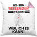 Reisender Geschenk Kissen mit Füllung 40x40 Lustiger Spruch Ich Bin Reisender Warum Weil Ich Es Kann Geschenkidee Bester Reisender Geburtstag (Grau) Rosa Trendation