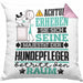 Hundepfleger Geschenk Kissen mit Füllung 40x40 Lustiger Spruch Erheben Sie Sich Der Hundepfleger Betritt den Raum (Grau) Rosa Trendation