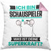 Schauspieler Kissen mit Füllung 40x40 Geschenk für Schauspieler Geburtstag Lustiger Spruch Was Ist Deine Superkraft (Grau) Rosa Trendation
