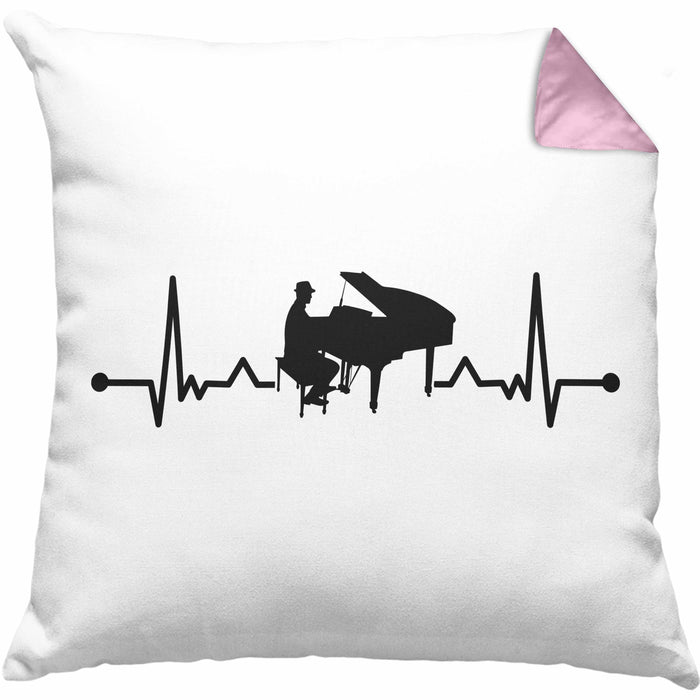 Piano-Spieler Kissen mit Füllung 40x40 Geschenk Klavier Geschenkidee Flügel Musiker Klavier Klavier-Spieler Herzschlag (Grau) Rosa Trendation