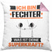 Fechter Kissen mit Füllung 40x40 Geschenk für Fechter Geburtstag Lustiger Spruch Was Ist Deine Superkraft (Grau) Rosa Trendation