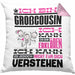 Großcousin Geschenk Kaffee-Kissen mit Füllung 40x40 Geschenkidee für Großcousin Ich Bin Großcousin Ich Kann Es Dir Erklären Jedoch Nicht Für Dich Verstehen Spruch Lustig (Grau) Rosa Trendation