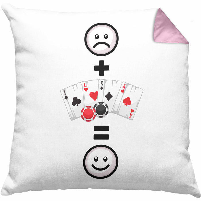 Poker Kissen mit Füllung 40x40 Geschenk für Poker-Spieler Geburtstag Lustige Geschenkidee :( + Poker = :) (Grau) Rosa Trendation