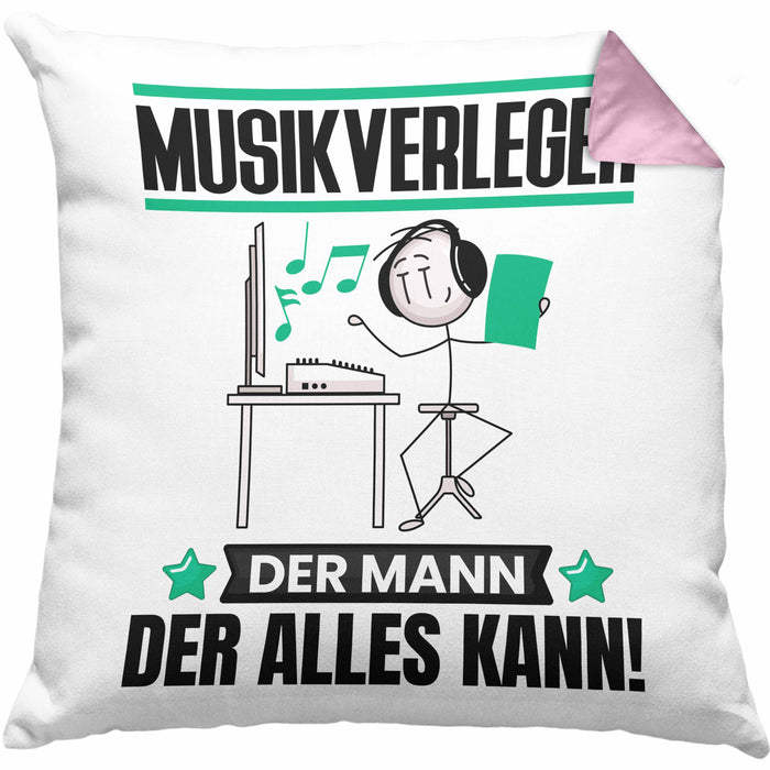 Musikverleger Kissen mit Füllung 40x40 Geschenk für Musikverleger Der Mann Der Alles Kann Geschenkidee zum Geburtstag (Grau) Rosa Trendation