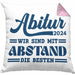 Abi 2024 Kissen mit Füllung 40x40 Geschenk Abi Bestanden Abitur Abschluss Geschenkidee (Grau) Rosa Trendation