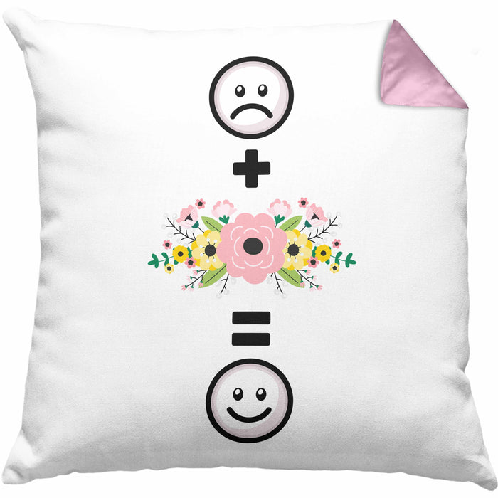 Floristin Kissen mit Füllung 40x40 Geschenk für Blumen Liebhaber Verkäuferin Lustige Geschenkidee :( + Blumen = :) Geburtstag (Grau) Rosa Trendation