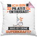 Pilates-Enthusiast Kissen mit Füllung 40x40 Geschenk für Pilates-Enthusiast Geburtstag Lustiger Spruch Was Ist Deine Superkraft (Grau) Rosa Trendation