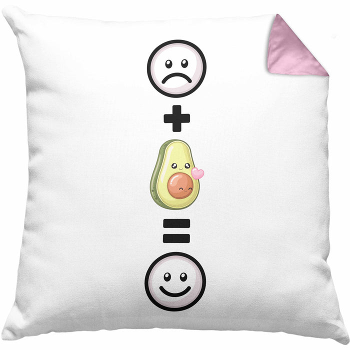Avocado Kissen mit Füllung 40x40 Geschenk für Avocado Liebhaber :( + Avocado = :) Lustige Geschenkidee Geburtstag (Grau) Rosa Trendation