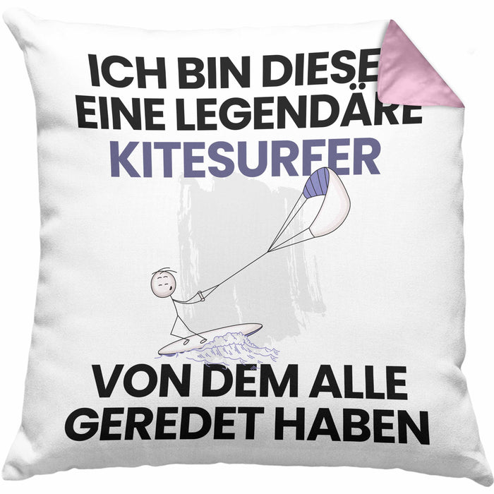 Kitesurfer Geschenk Kissen mit Füllung 40x40 Lustige Geschenkidee Geburtstag für Kitesurfer Ich Bin Dieser Legendäre Kitesurfer Von Dem Alle Geredet Haben (Grau) Rosa Trendation