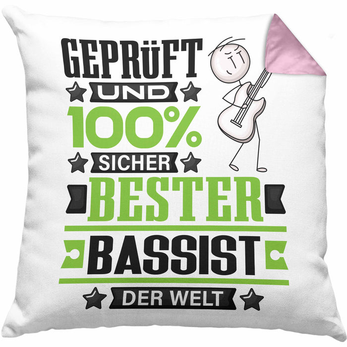 Bassist Geschenk Lustiger Spruch für Bassist Geschenkidee Bester Bassist Der WeltKissen mit Füllung 40x40 (Grau) Rosa Trendation