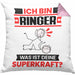 Ringer Kissen mit Füllung 40x40 Geschenk für Ringer Geburtstag Lustiger Spruch Was Ist Deine Superkraft (Grau) Rosa Trendation