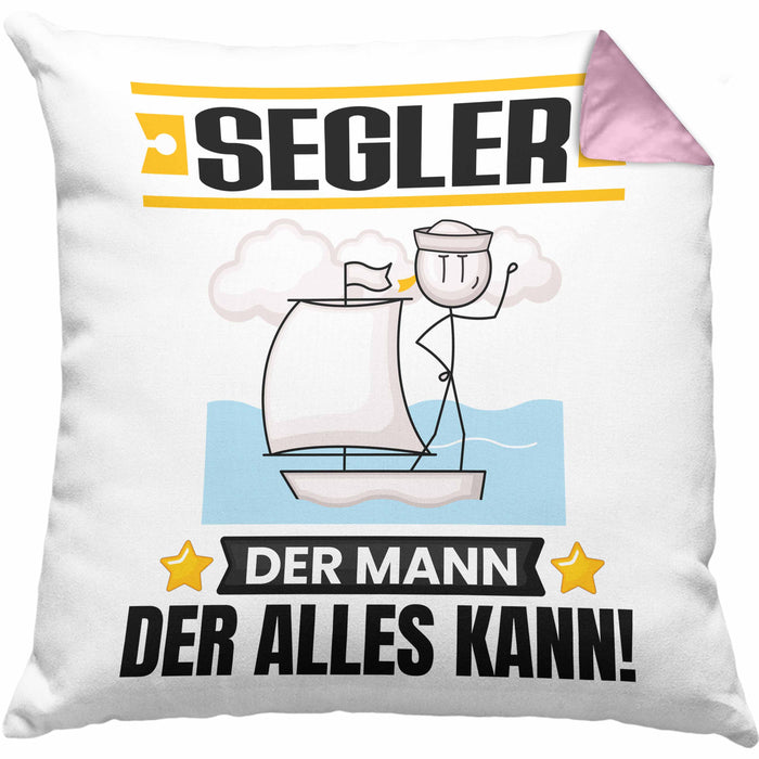 Segler Kissen mit Füllung 40x40 Geschenk für Segler Der Mann Der Alles Kann Geschenkidee zum Geburtstag (Grau) Rosa Trendation