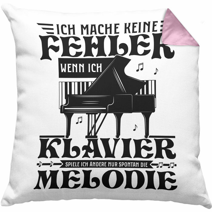 Klavier-Spieler Kissen mit Füllung 40x40 Geschenk Klavier Geschenkidee Flügel Musiker Ich Mache Keine Fehler Wenn Ich Klavier Spiele (Grau) Rosa Trendation