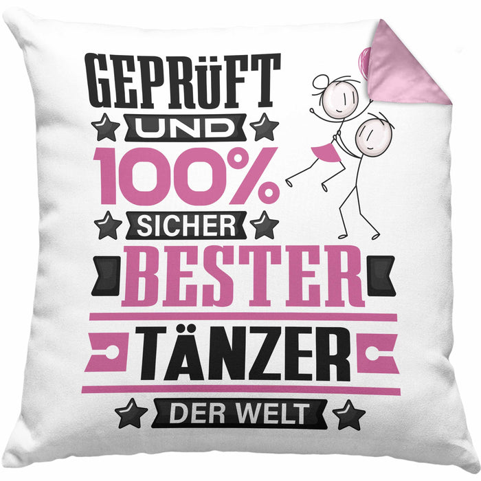 Tänzer Geschenk Lustiger Spruch für Tänzer Geschenkidee Bester Tänzer Der WeltKissen mit Füllung 40x40 (Grau) Rosa Trendation