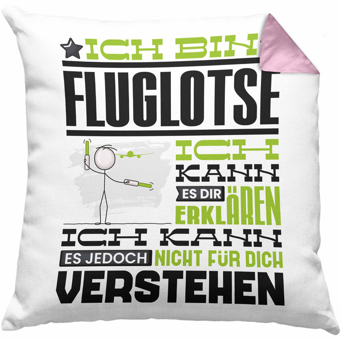 Fluglotse Geschenk Kaffee-Kissen mit Füllung 40x40 Geschenkidee für Fluglotse Ich Bin Fluglotse Ich Kann Es Dir Erklären Jedoch Nicht Für Dich Verstehen Spruch Lustig (Grau) Rosa Trendation