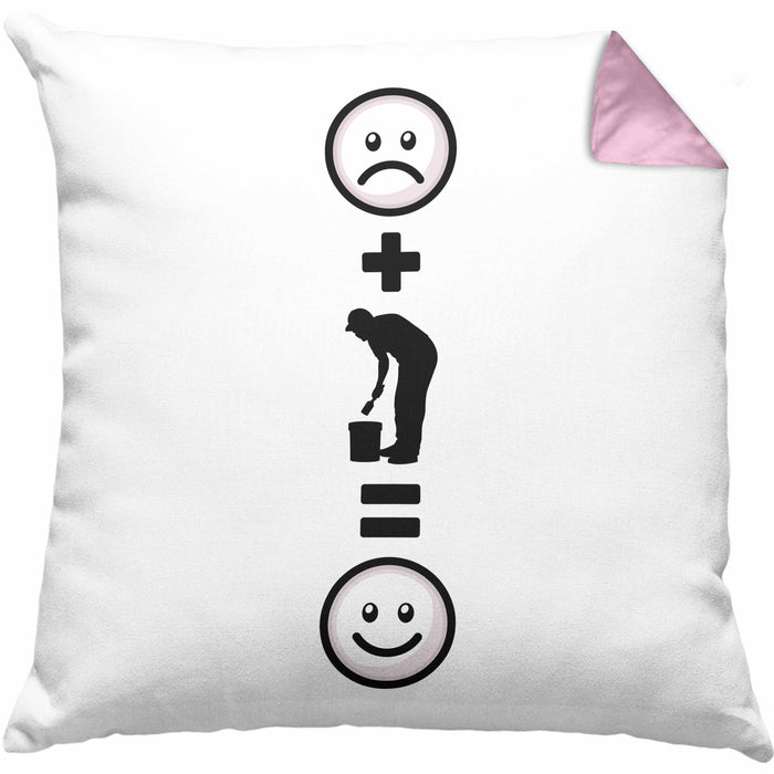 Maler Kissen mit Füllung 40x40 Geschenk für Malermeister Geburtstag Lustige Geschenkidee :( + Malen = :) (Grau) Rosa Trendation