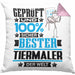 Tiermaler Geschenk Lustiger Spruch für Tiermaler Geschenkidee Bester Tiermaler Der WeltKissen mit Füllung 40x40 (Grau) Rosa Trendation