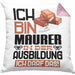 Maurer Ausbildung Kissen mit Füllung 40x40 Geschenk Ich Bin Maurer In Der Ausbildung Ich Darf Das Geschenkidee Spruch (Grau) Rosa Trendation