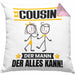Cousin Kissen mit Füllung 40x40 Geschenk für Cousin Der Mann Der Alles Kann Geschenkidee zum Geburtstag (Grau) Rosa Trendation