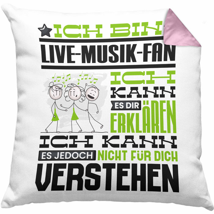 Live-Musik-Fan Geschenk Kissen mit Füllung 40x40 Lustige Geschenkdiee für einen Live-Musik-Fan Geburtstag Ich Bin Live-Musik-Fan Ich Kann Es Dir Erklären Aber Nicht Für Dich Verstehen (Grau) Rosa Trendation